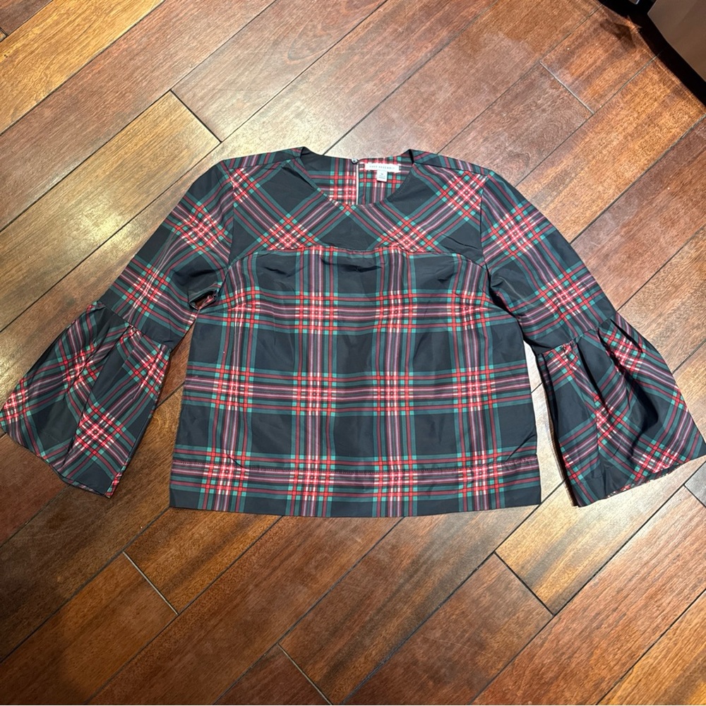 Free Assembly Women's Plaid Bell Flare Sleeves Size Medium